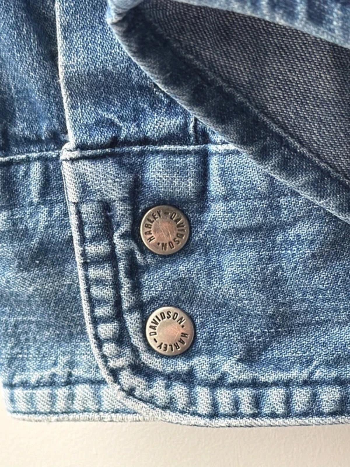 Women’s Harley Davidson Vintage Oversized Fit Denim Shirt In Navy - Large - 3380