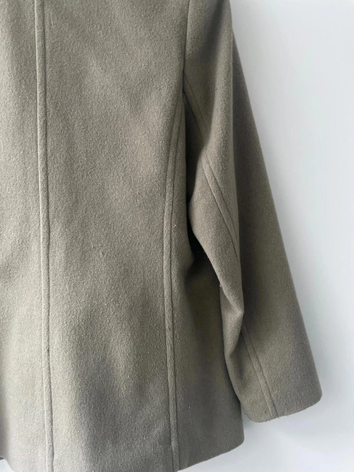 Women’s Uniqlo Double Breasted Wool Jacket Peacoat In Light Khaki - Small - 2566