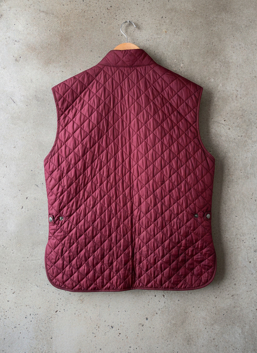Mens Belstaff Quilted Sleeveless Gilet Vest in Burgundy - Large - 3529