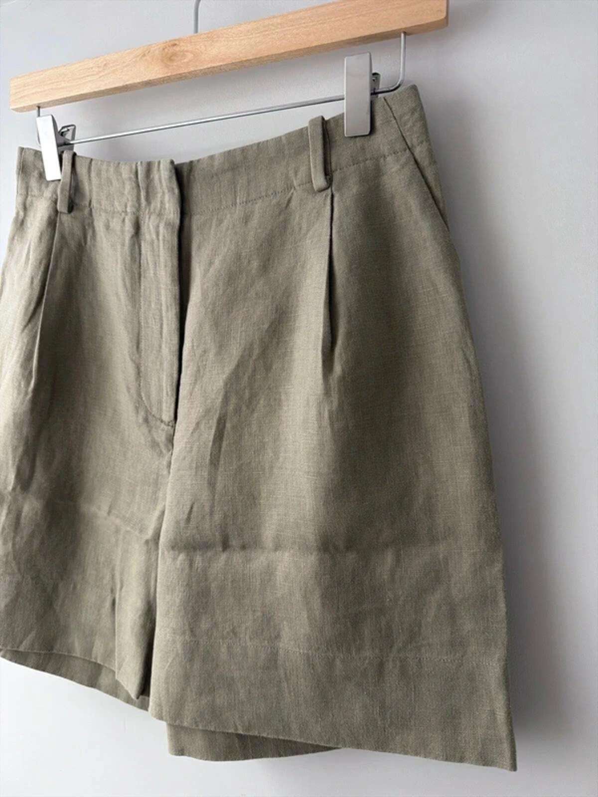 Women’s & Other Stories 100% Linen Shorts In Khaki - Uk6 - 3326