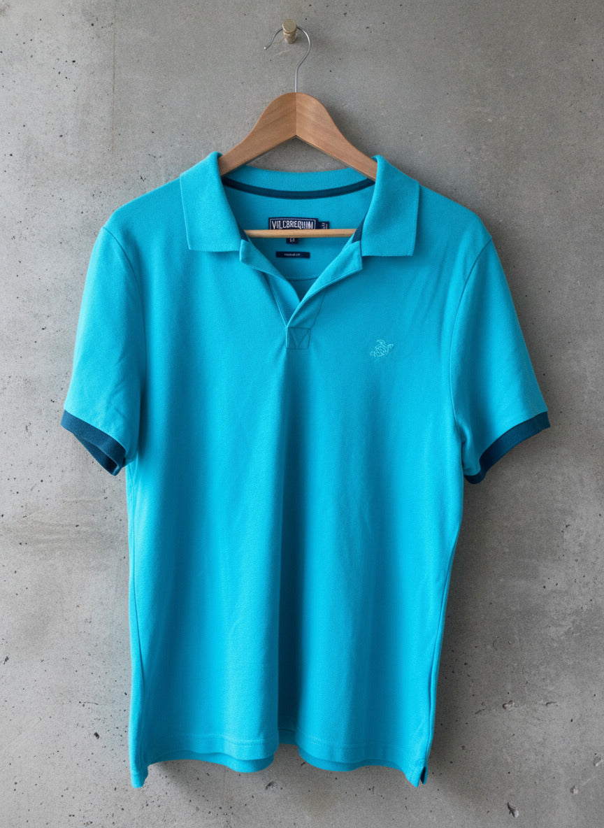 Men’s Vilebrequin Premium Pique Polo Top In Blue - Medium - 1670