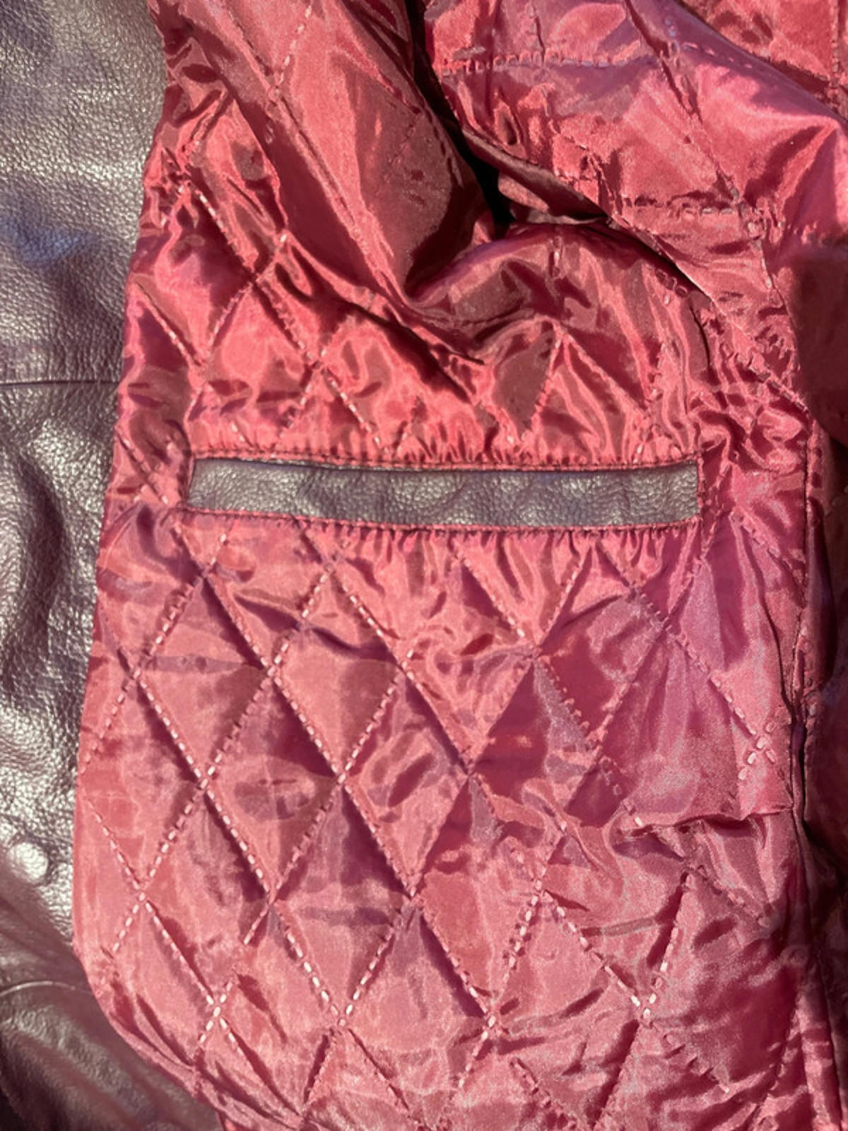 Men’s Infinity Premium Leather Peacoat Jacket In Burgundy - Medium - 2498