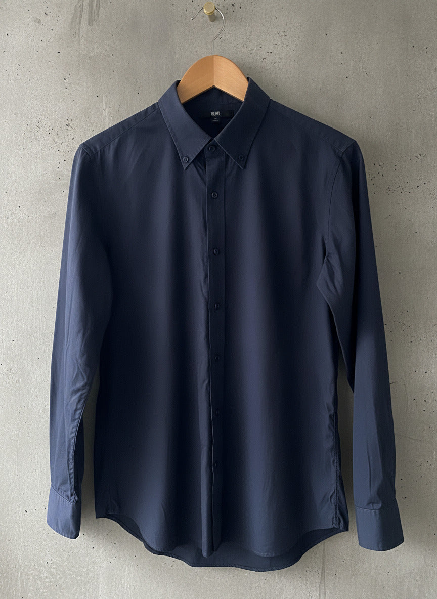 Men’s Uniqlo Slim Fit Long Sleeve Shirt In Navy - Medium - 0346