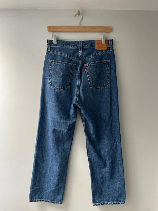 Women’s Levi’s High Waisted Ribcage Straight Fit Jeans In Navy - W28/L27 - 2954