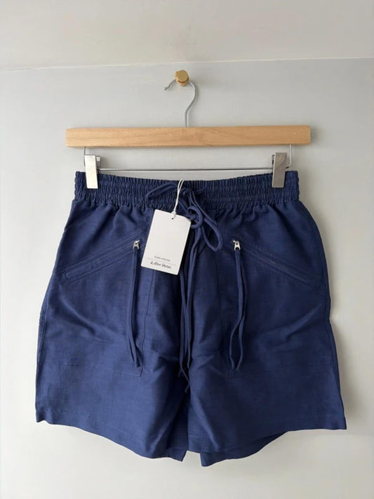 Women’s & Other Stories High Waisted Linen Shorts In Navy - XSmall - 3365