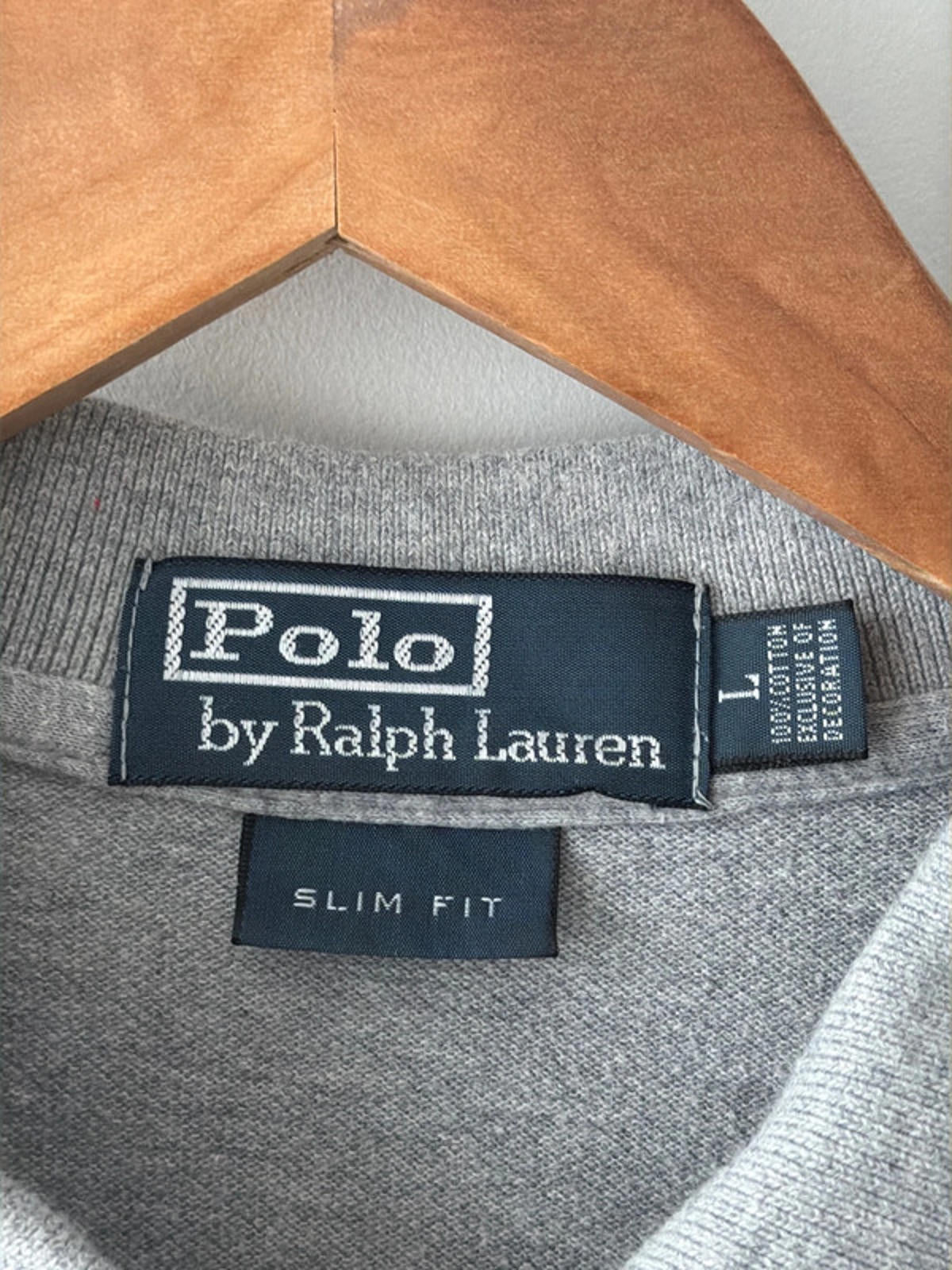 Men’s Ralph Lauren Slim Fit Long Sleeve Polo Top In Grey - Large - 2684