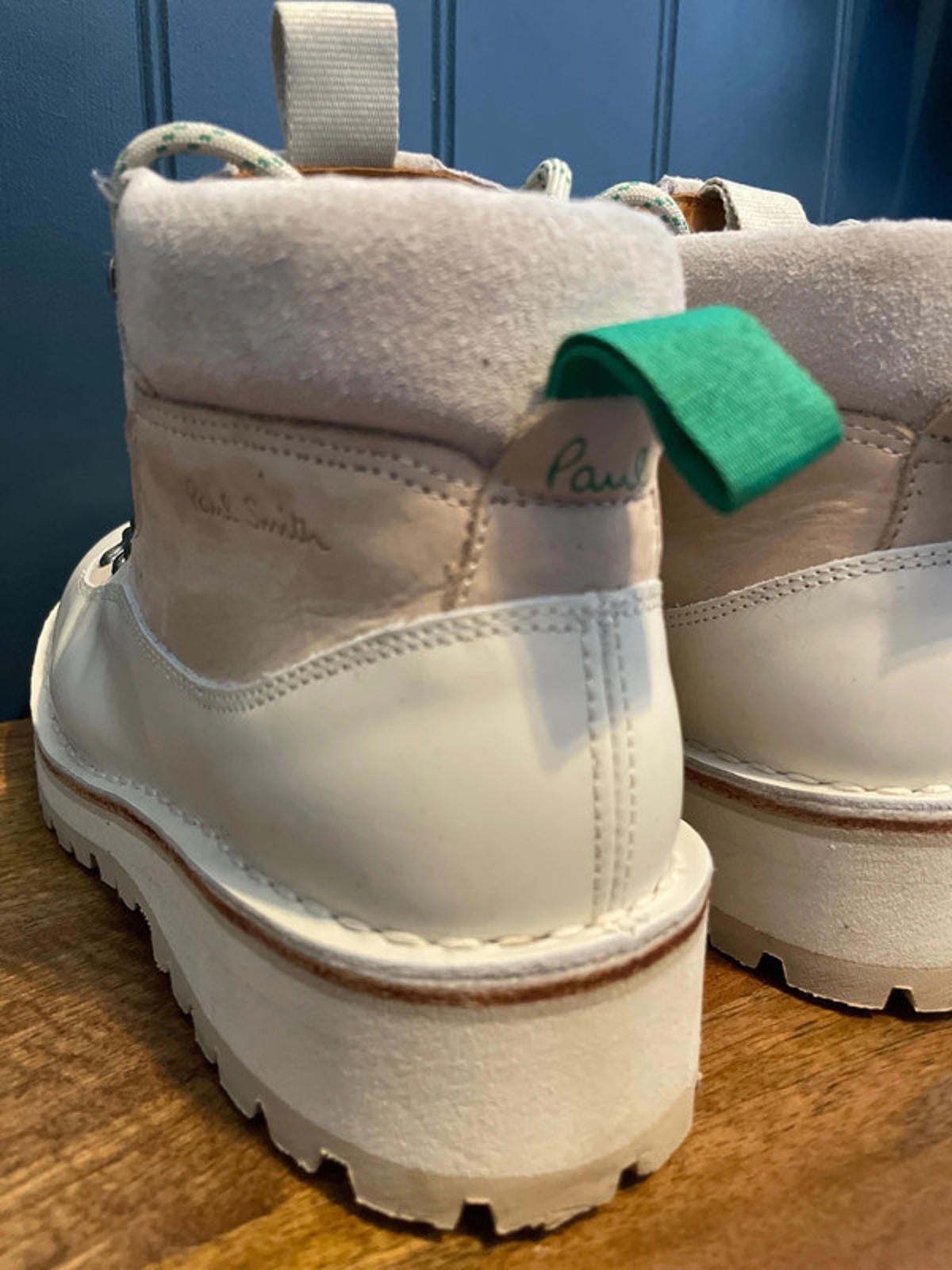 Women’s Paul Smith Zenith Premium Leather Lace-up Boots in Off-White - UK 3-2895