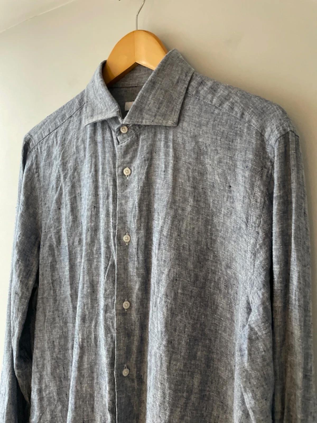 Men’s Reiss 100% Slub Linen Long Sleeve Shirt in Blue - Large - 2928