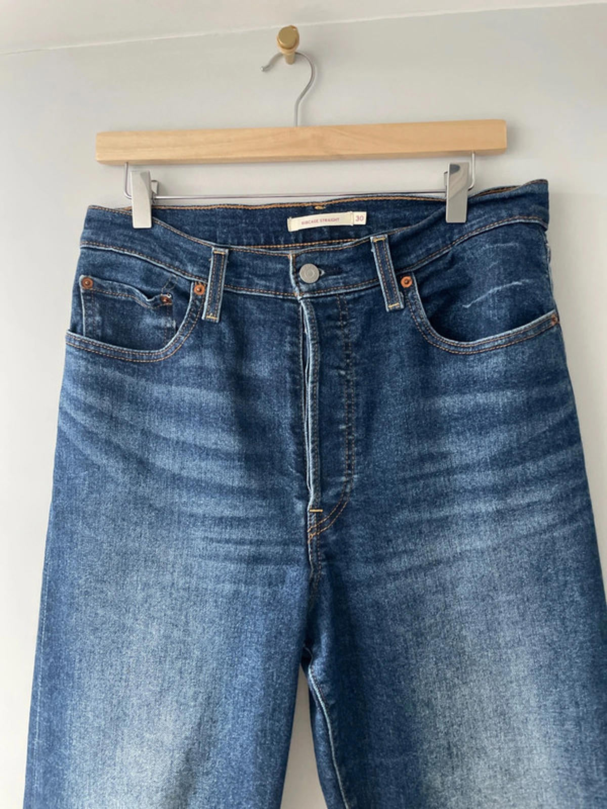 Women’s Levi’s High Waisted Ribcage Straight Fit Jeans In Navy - W30/L27 - 2489