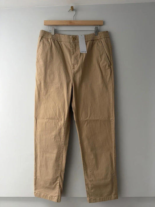 Men’s Lacoste Straight Leg Elasticated Waist Chino Trousers In Beige - W32/L30 - 3246