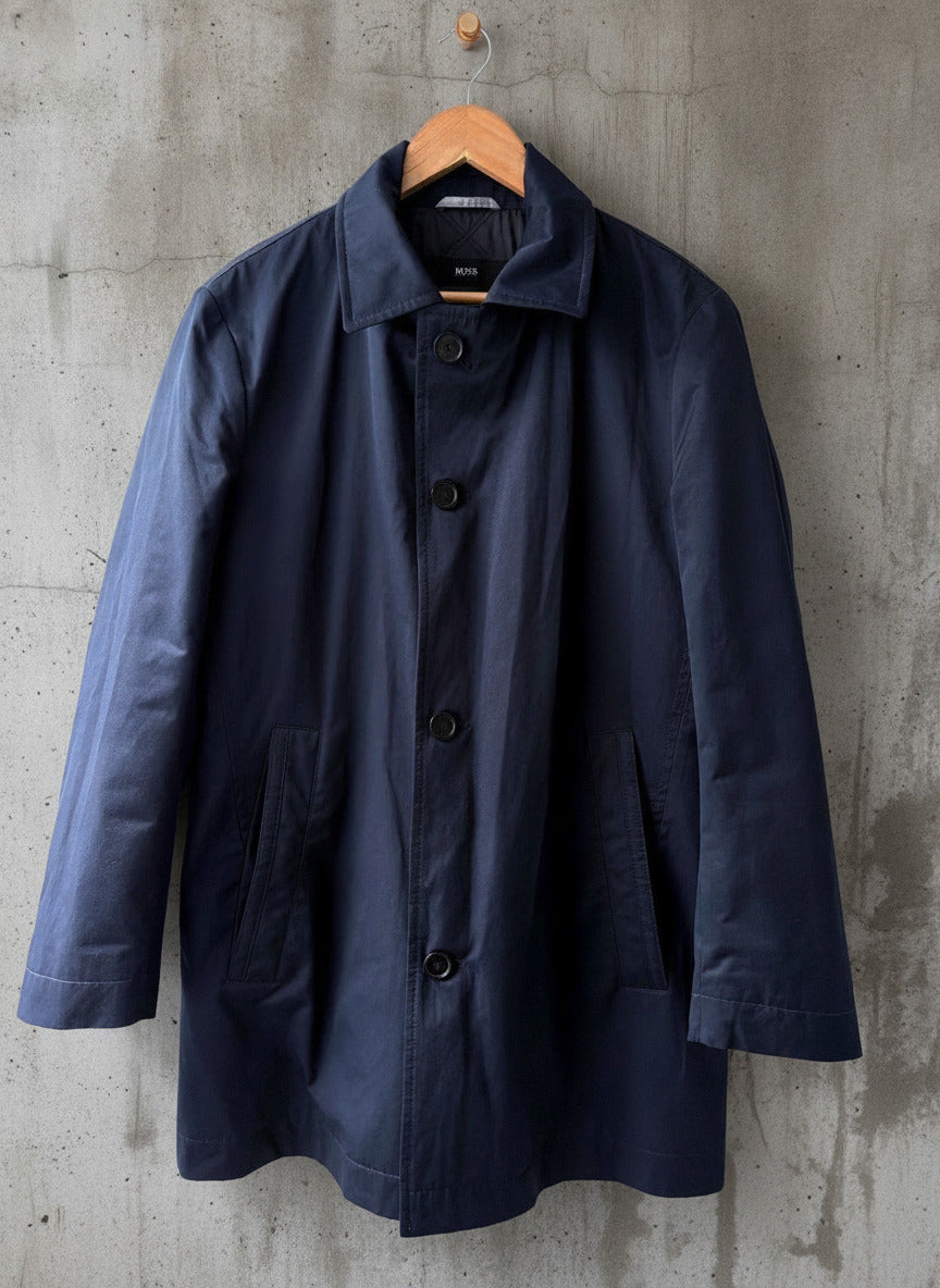 Men’s Hugo Boss Water Repellent Overcoat Jacket In Navy - Medium - 3827