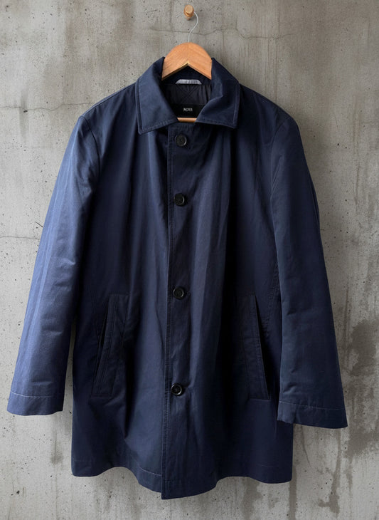 Men’s Hugo Boss Water Repellent Overcoat Jacket In Navy - Medium - 3827