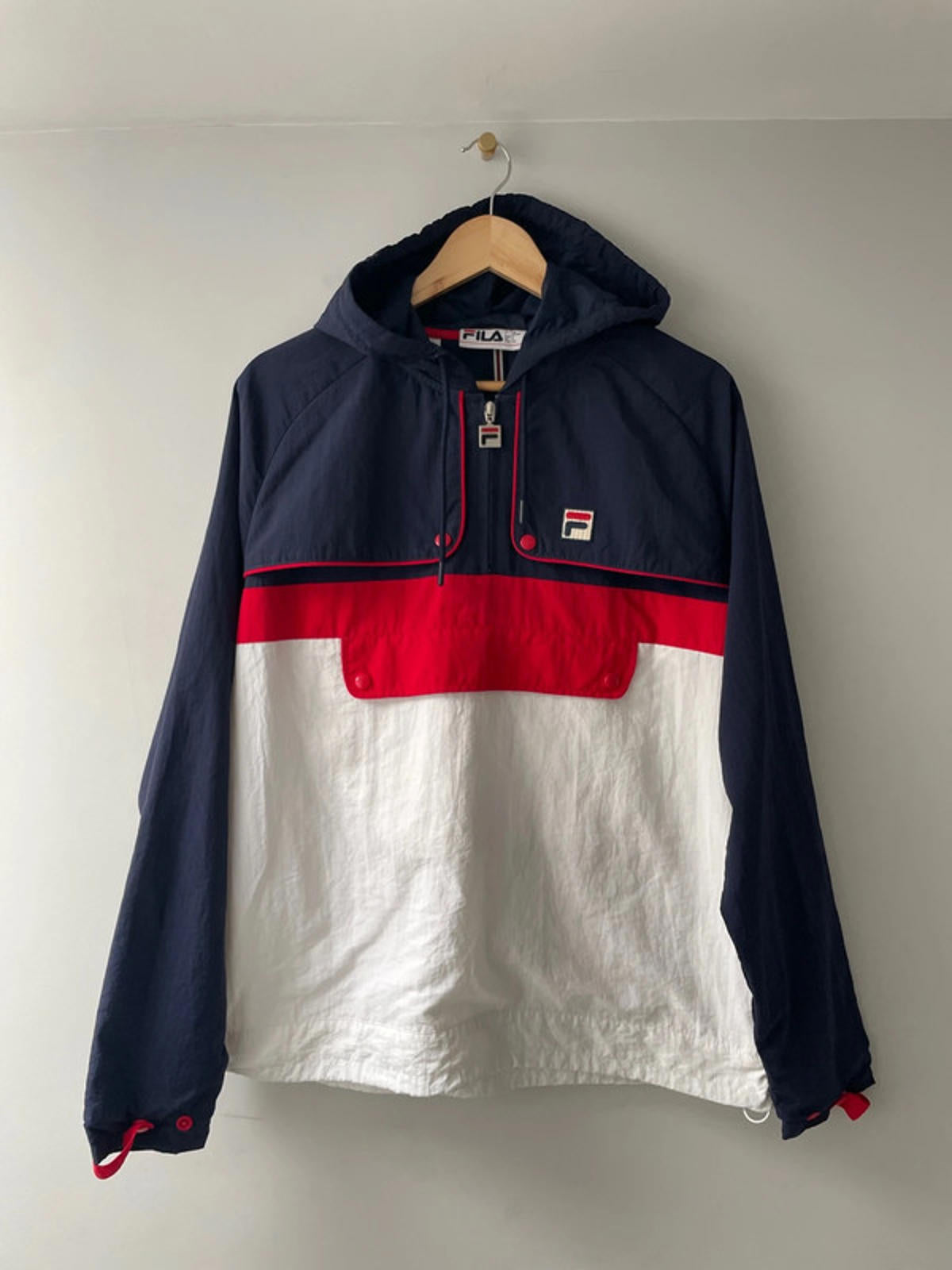 Men’s Fila Oversized Windbreaker 1/4 Zip Track Jacket In Navy - Small - 2089