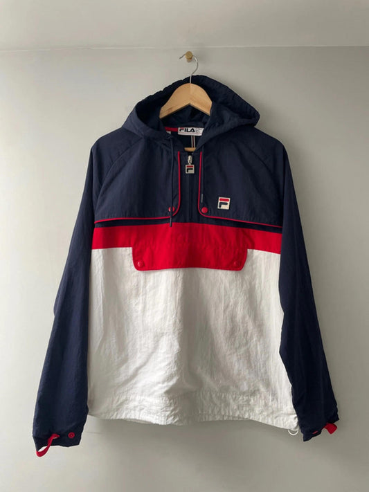 Men’s Fila Oversized Windbreaker 1/4 Zip Track Jacket In Navy - Small - 2089