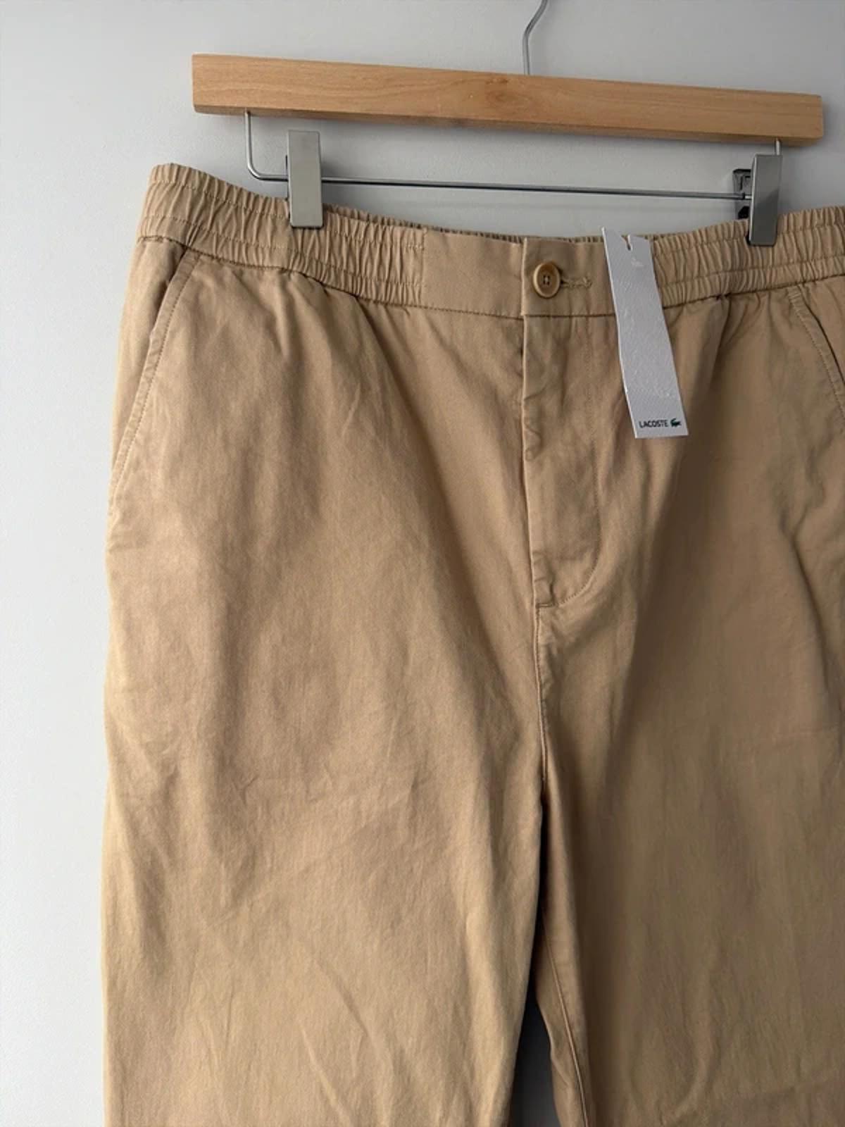 Men’s Lacoste Straight Leg Elasticated Waist Chino Trousers In Beige - W32/L30 - 3246