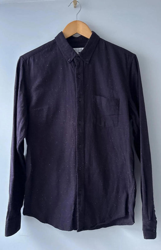 Men’s Nigel Hall Long Sleeve Oxford Shirt In Fleck Fabric - Medium - 0496