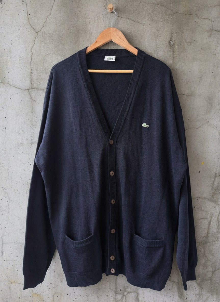 Men’s Lacoste Premium Wool Button-Up Cardigan In Dark Navy - 4XLarge - 3801