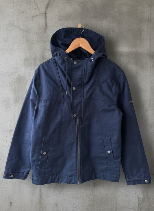 Men's Armor Lux Cotton Canvas Hooded Jacket Coat In Navy - Small - 3781