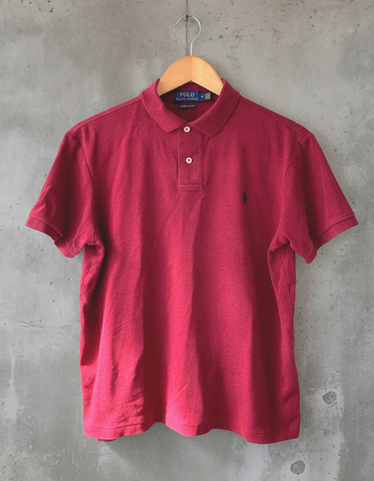 Men’s Ralph Lauren Custom Slim Fit Polo Top In Burgundy - Medium - 1880