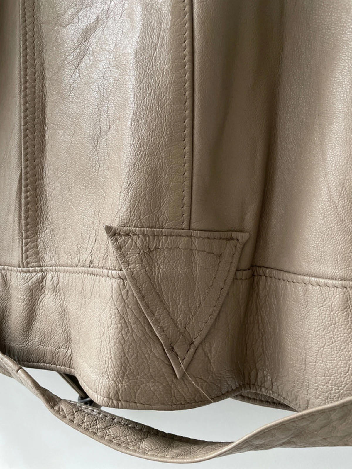 Women’s Premium Leather Vintage Jacket Coat With Belt In Beige - Small - 2426