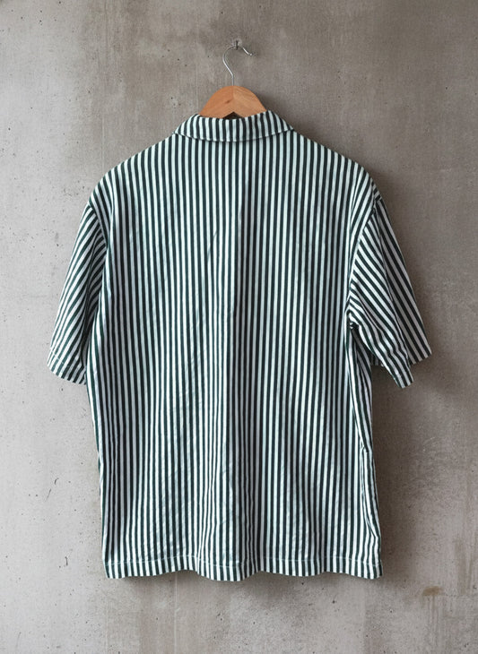 Men’s H&M X Smiley Colab Striped Short Sleeve Shirt in Green/White - Small -2935