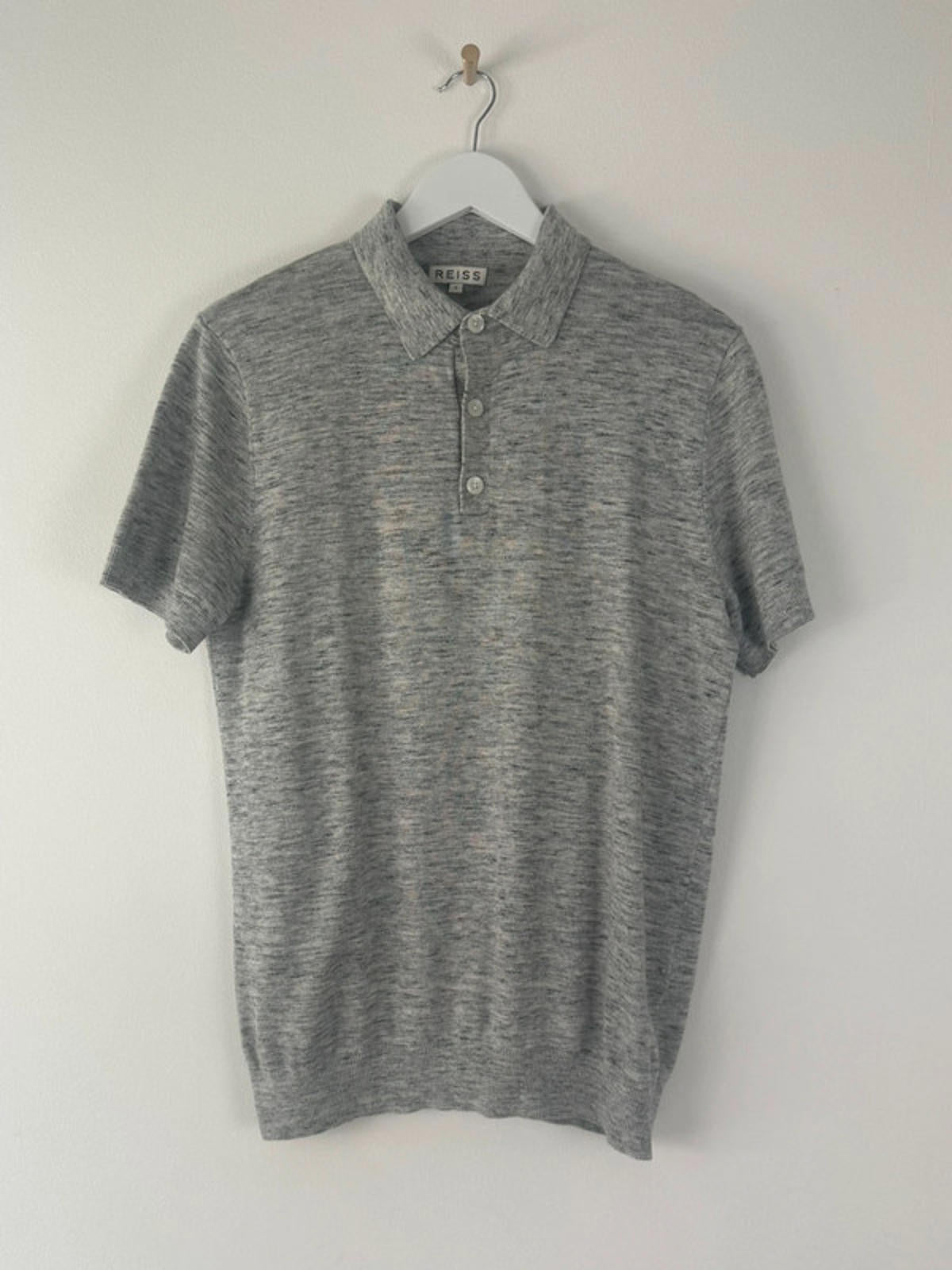 Men’s Reiss Premium Knitted Polo Top In Grey - Small - 1383