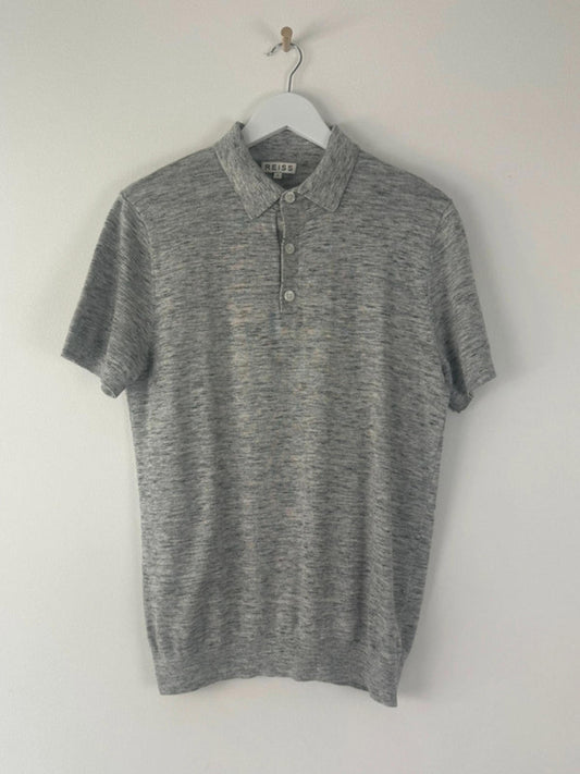 Men’s Reiss Premium Knitted Polo Top In Grey - Small - 1383