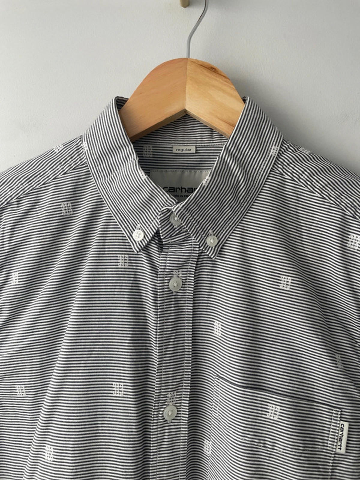 Men’s Carhartt Orton 313 Regular Fit Premium Shirt In Navy/White - Small - 1542