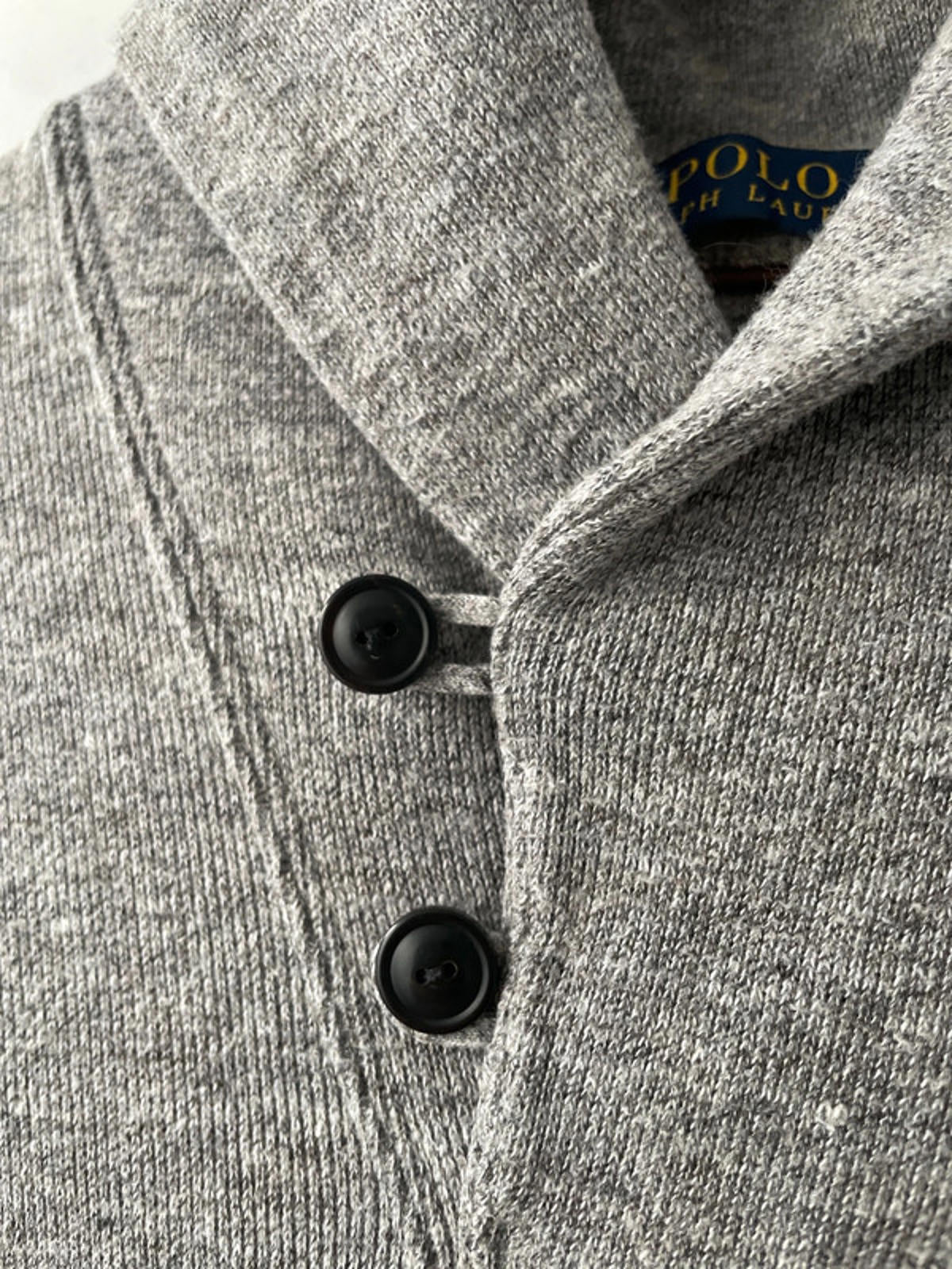 Men’s Ralph Lauren Shawl Collared Jumper Top In Grey - Small - 2263