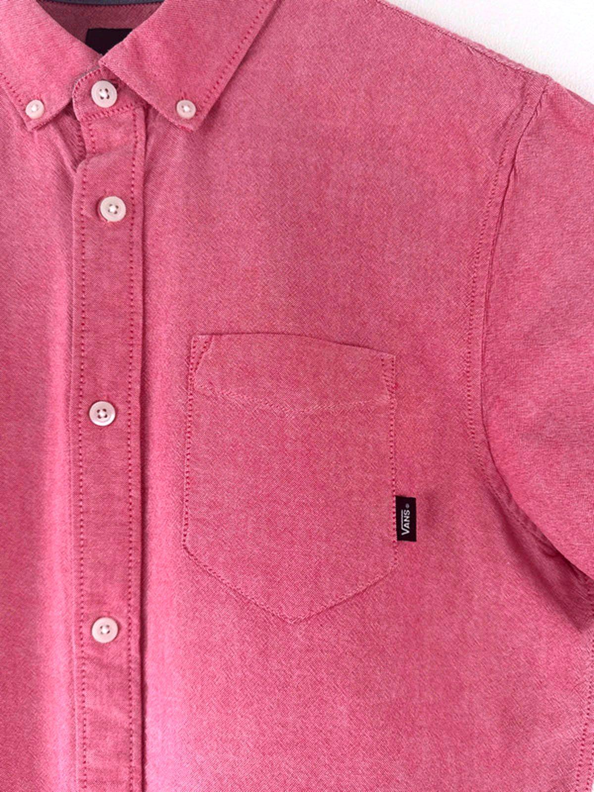 Men’s Vans Classic Fit Short Sleeve Chambray Shirt In Pink - Small   -1367