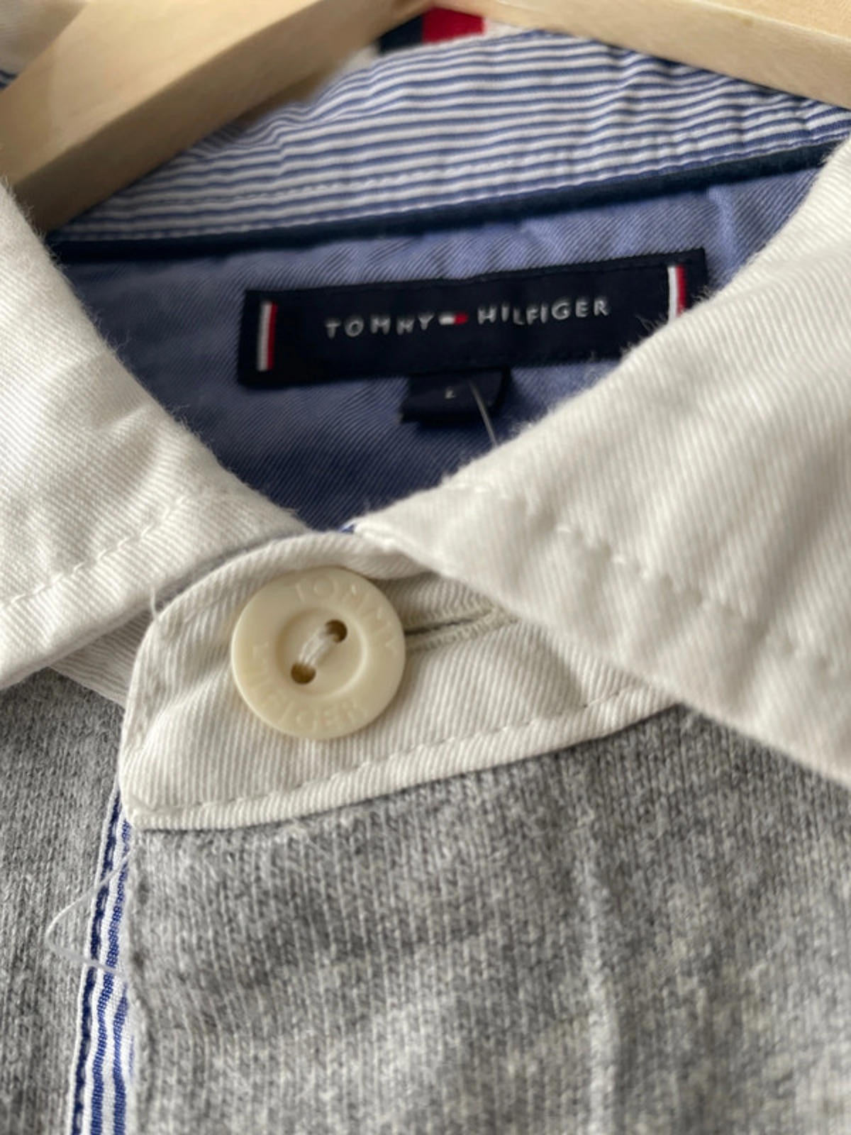 Men’s Tommy Hilfiger Rugby Shirt Top - Grey - Large - 2144