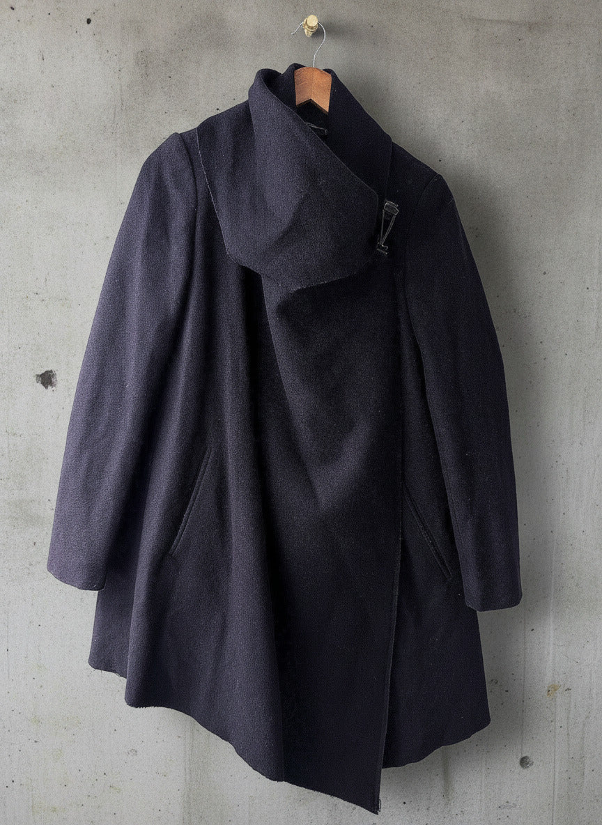 Women’s Allsaints Monument Eve Wool Coat with Metal Closure In Navy -Uk10 - 3725