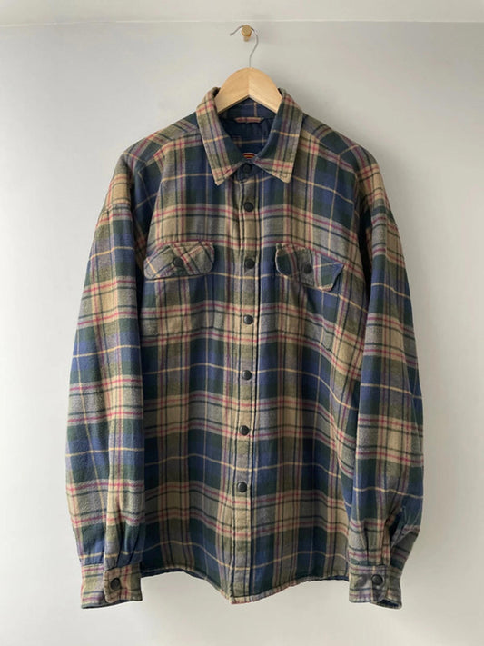 Men’s Dickies Relaxed Padded Flannel Check Work Shirt In Navy/Brown - XLarge - 2379