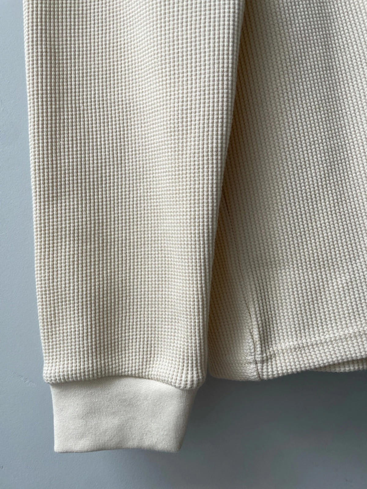 Men’s New Era Waffle Knit Crew Neck Long Sleeve Jumper in Cream - Small - 2335