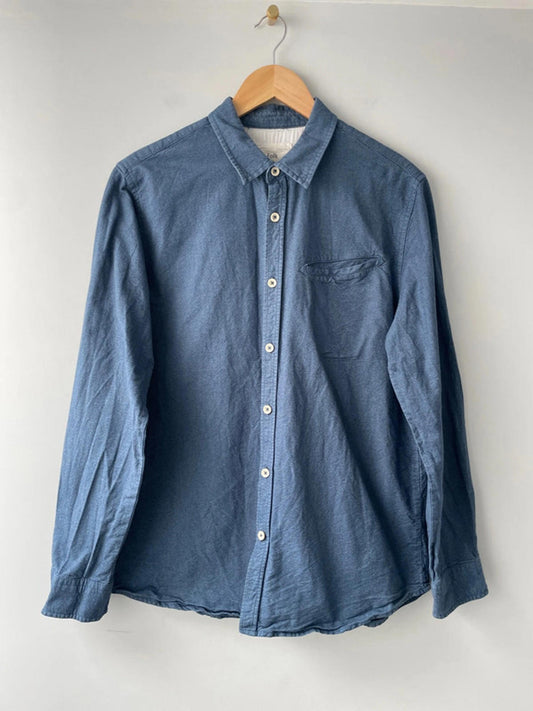 Men’s Folk Relaxed Fit Long Sleeve Chambray Shirt - Large - 2234