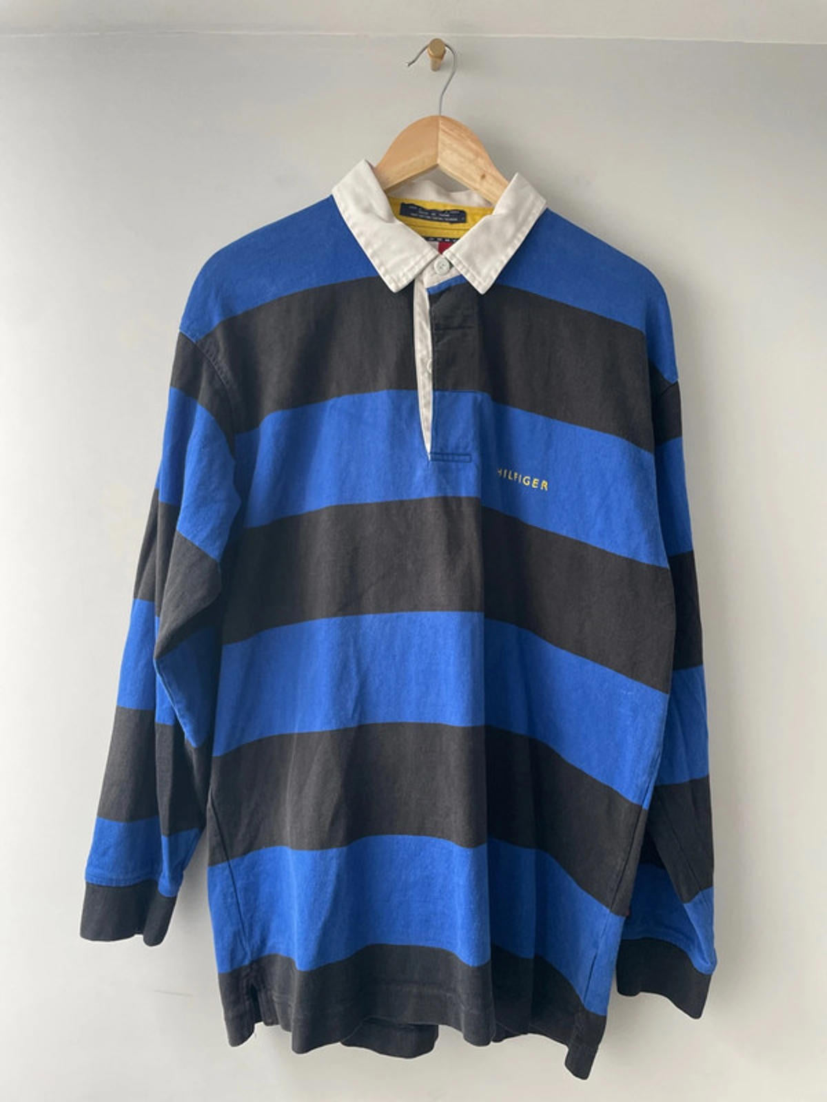 Men’s Tommy Hilfiger Stripped Rugby Polo Top In Navy - Large - 2150