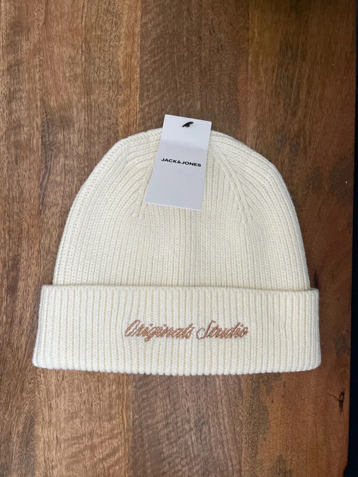 Mens Jack & Jones Original Studio Beanie Hat In Cream - One Size - 2228