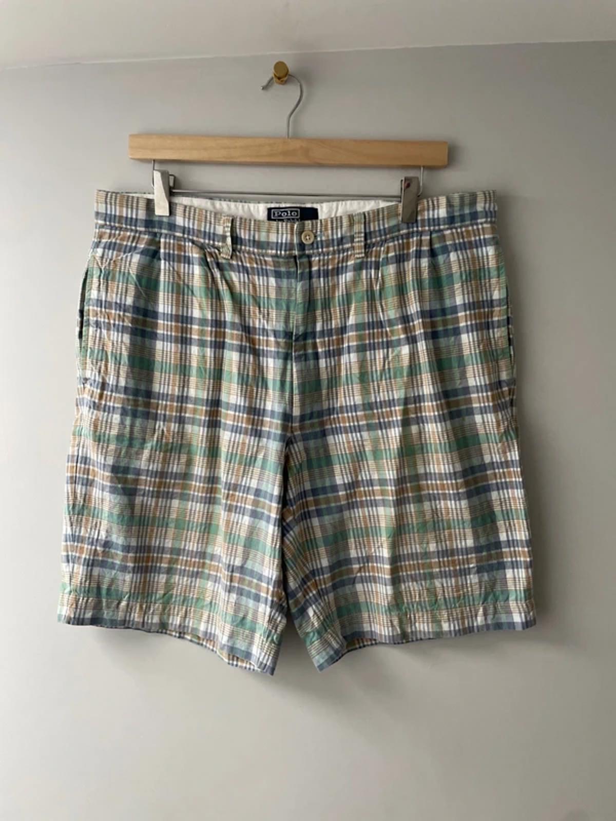 Men’s Ralph Lauren Check Shorts in Green/Blue - W34/L9 - 3144