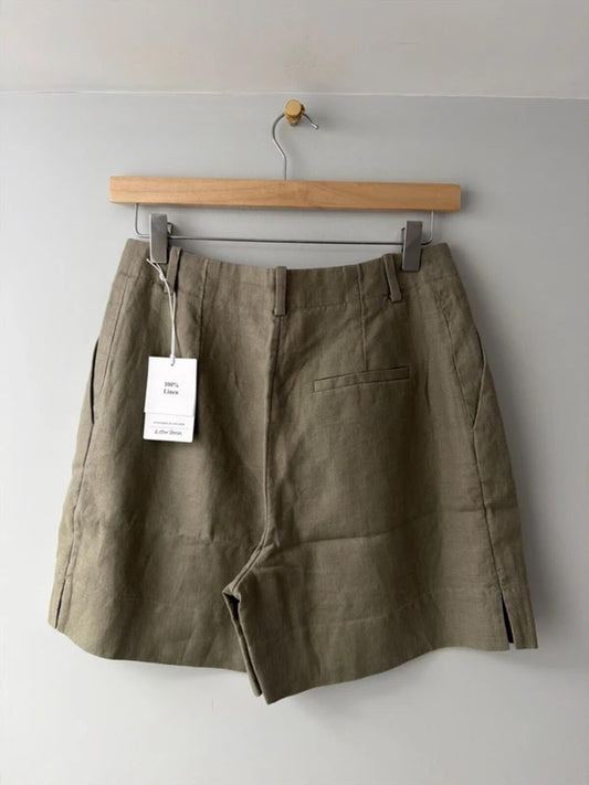 Women’s & Other Stories 100% Linen Shorts In Khaki - Uk6 - 3326