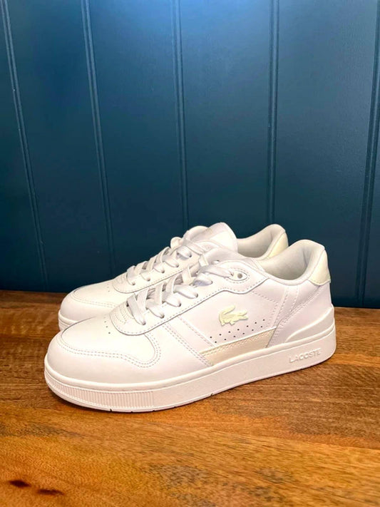 Women’s Lacoste T-Clip Premium Leather Trainers in White - UK4 - 3097