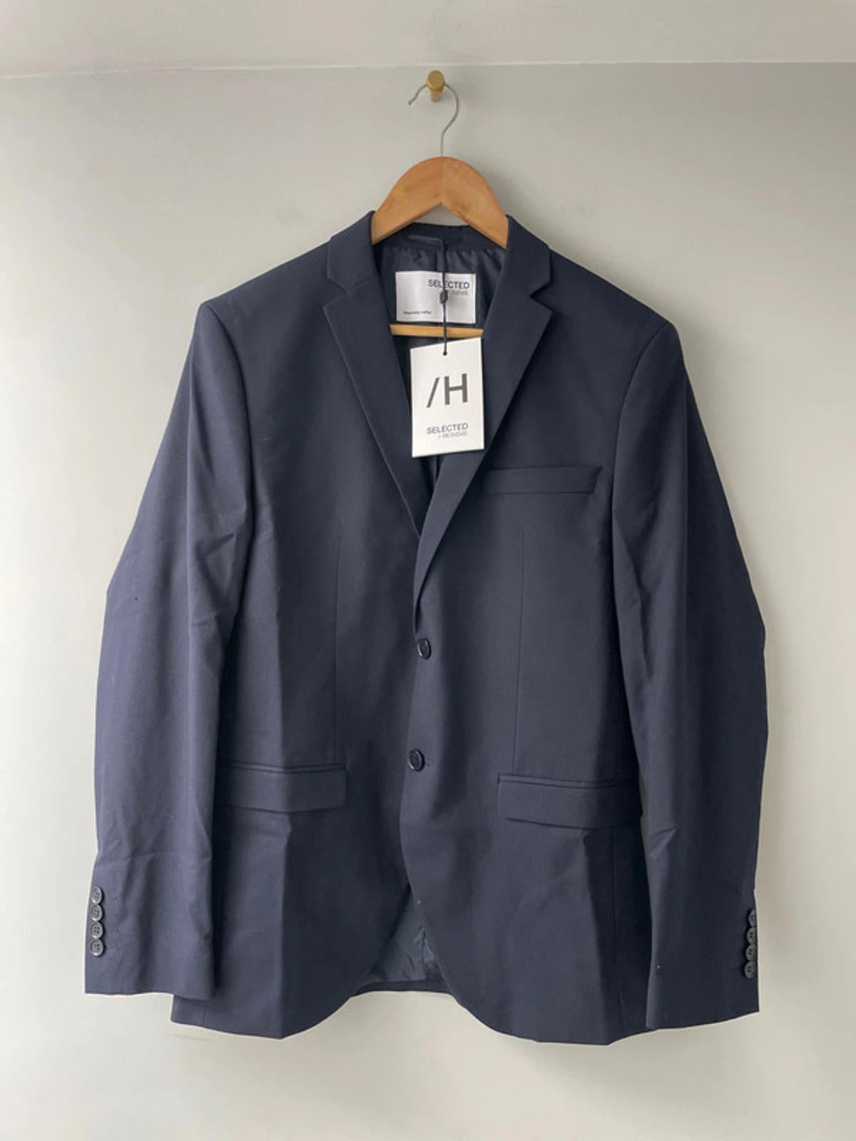 Men’s Selected Homme Double Button Blazer Jacket In Navy - 2283 - Medium