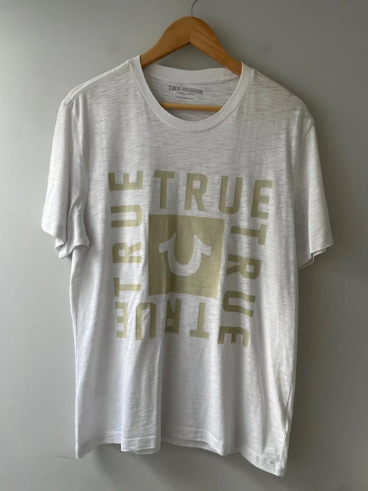 Men’s True Religion Crew Neck Printed T-shirt In White - Medium - 0472