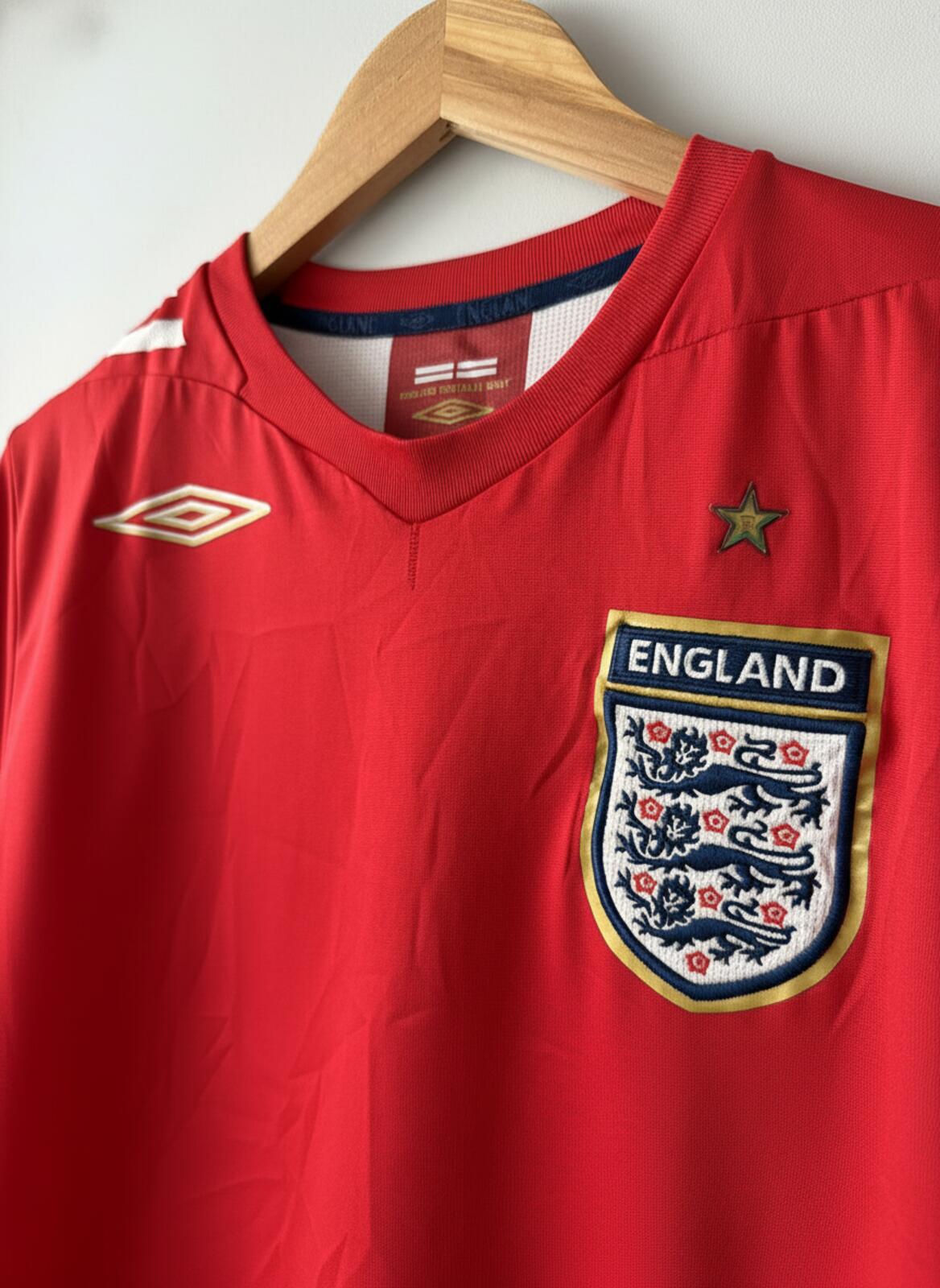 Mens England 2006-08 Away Football Shirt Top In Red - Large - 3492