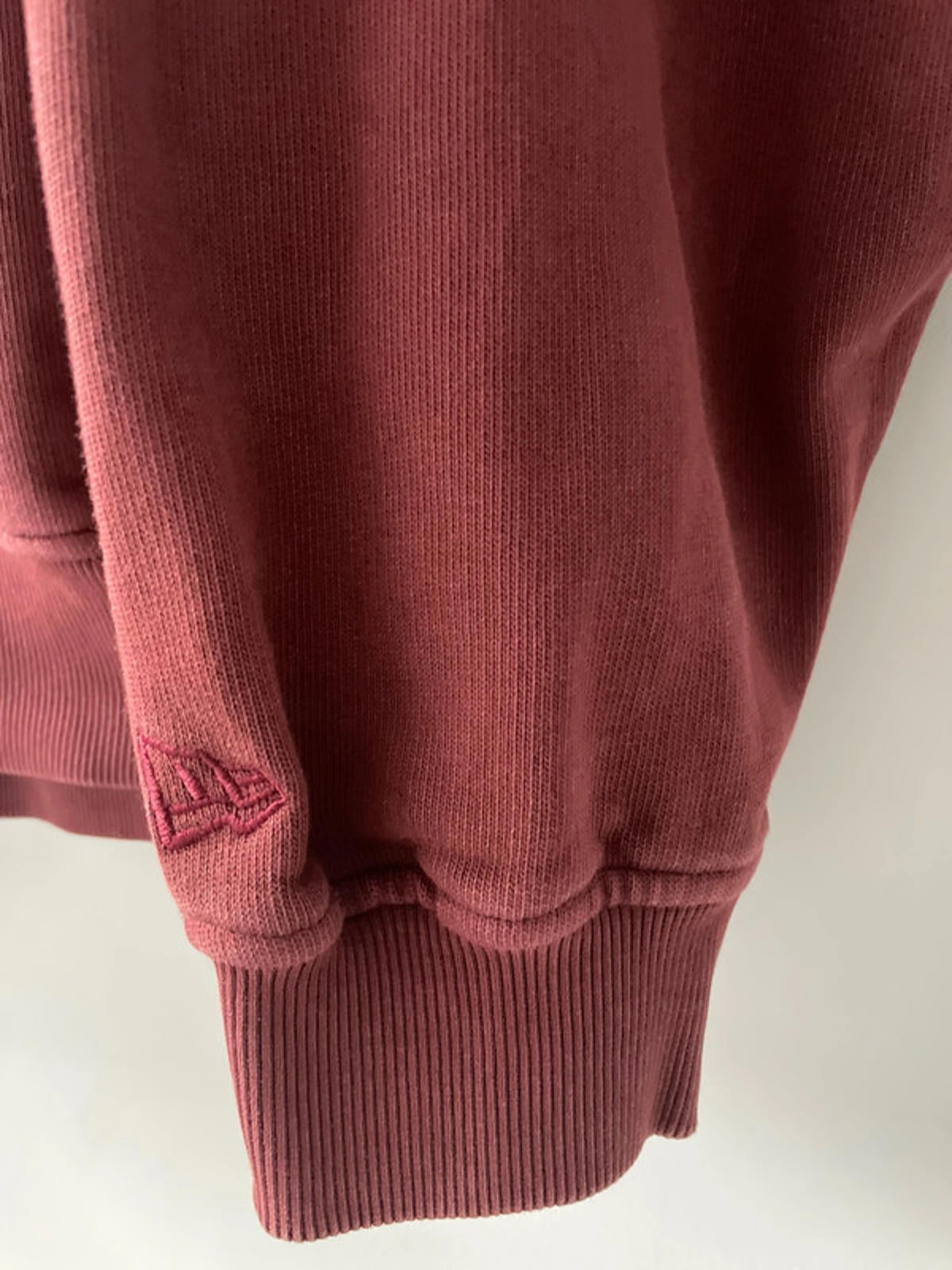 Men’s New Era Oversized Full Zip Hoodie in Washed Burgandy - Medium - 2434