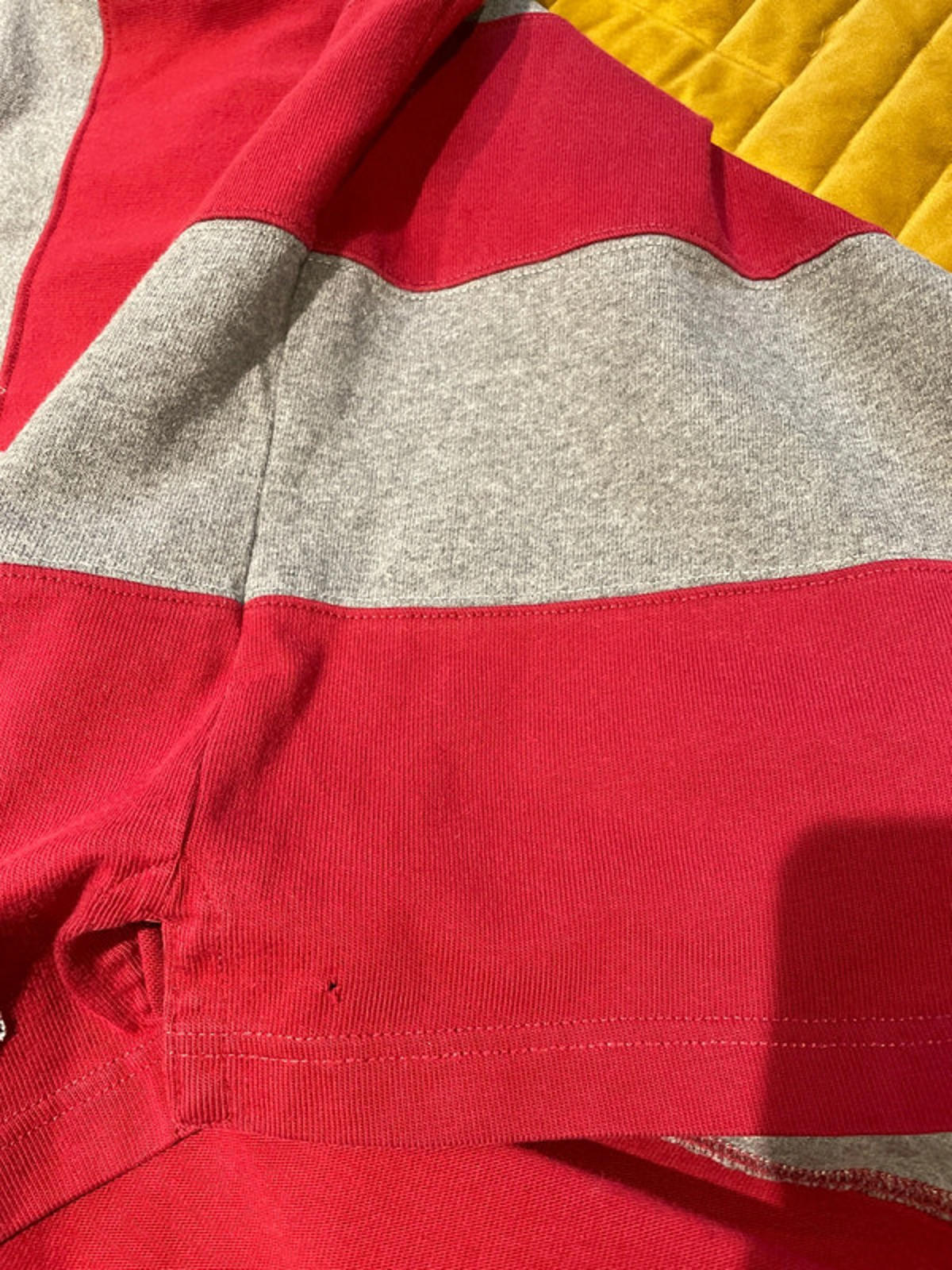 Men’s Tommy Hilfiger Stripped Rugby Polo Top In Grey/Red - Medium - 2533