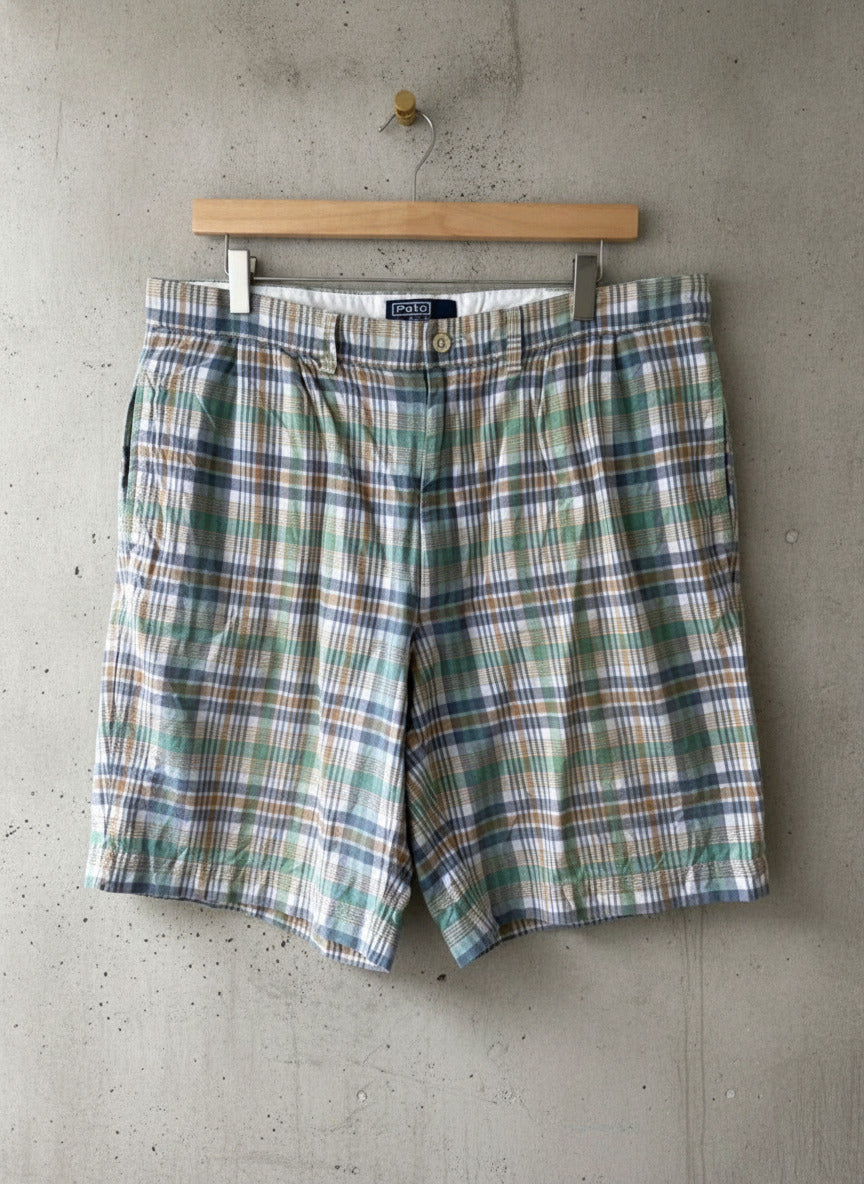 Men’s Ralph Lauren Check Shorts in Green/Blue - W34/L9 - 3144