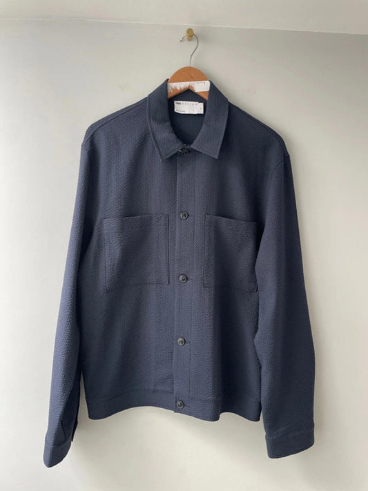 Men’s Asos Design Smart Button Through Seersucker Jacket in Navy - Medium - 1573