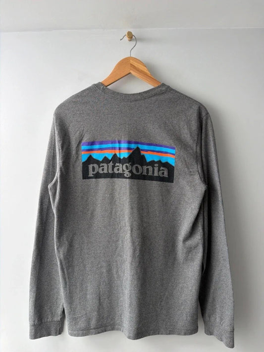 Men’s Patagonia long sleeve crew neck printed t-shirt in grey  - xsmall - 3468