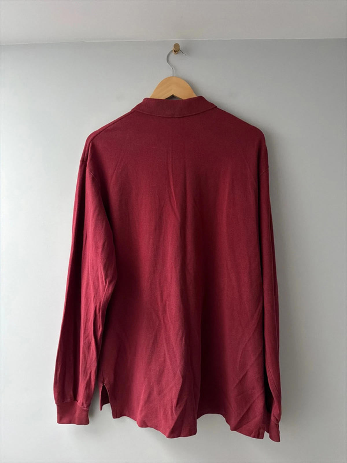 Men’s Ralph Lauren Premium Long Sleeve Polo Top In Burgundy - Large - 2690