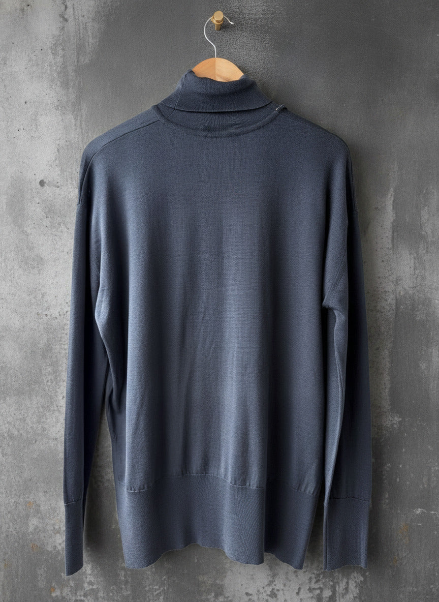 Womens John Smedley Oversized Fit Merino Wool Turtleneck Jumper - Medium - 3718l